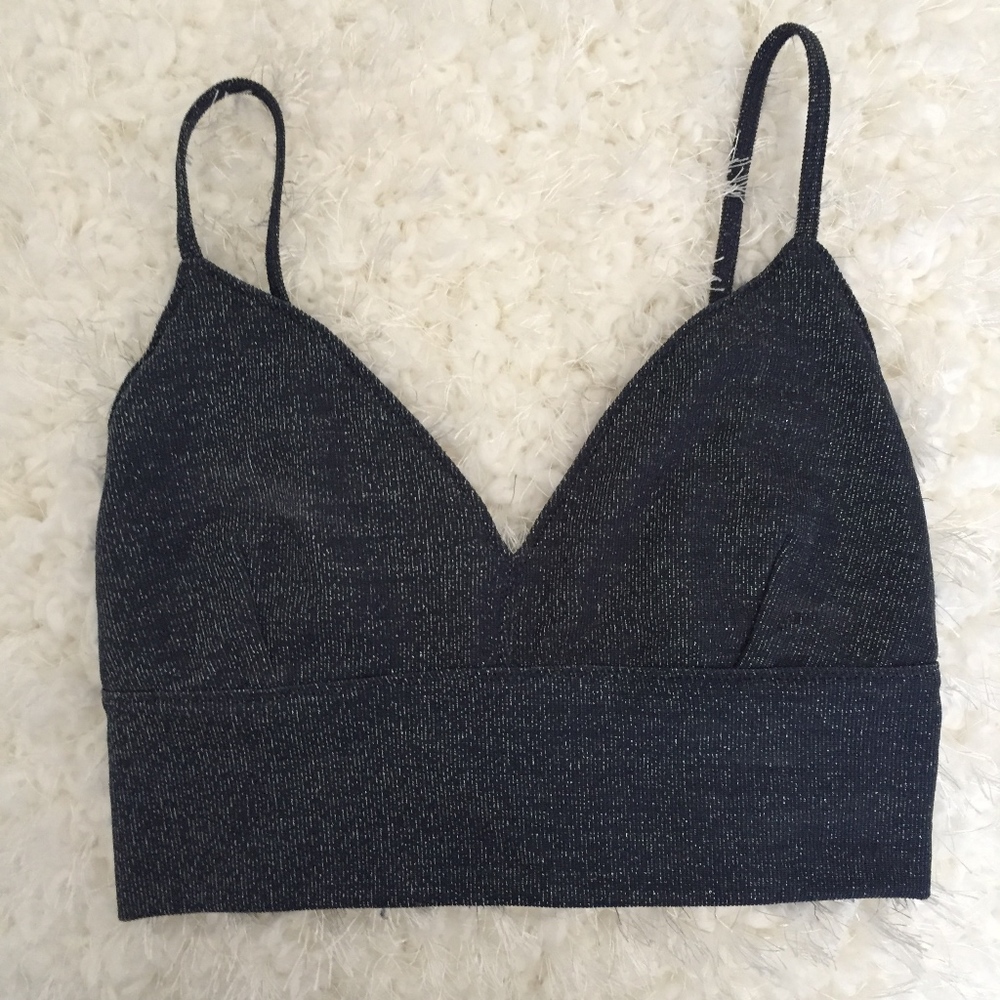 Navy Blue Sparkle Crop Top